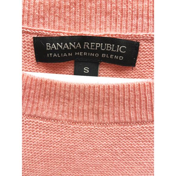 Banana Republic Italian Merino Blend Knitted Cropped Coral Sweater Size S - Picture 3 of 8